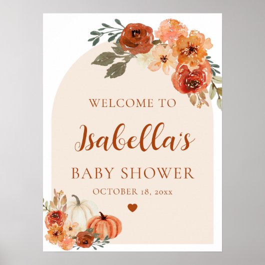 Fall Boho Little Pumpkin Baby Dusche Begrüßungszei Poster (Vorne)
