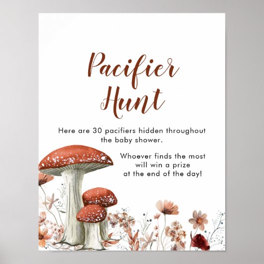 Fall Boho Mushroom Blumengestühl Schnuller Paradie Poster (Vorne)