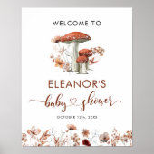 Fall Boho Mushroom Floral Baby Dusche Begrüßungsze Poster (Vorne)