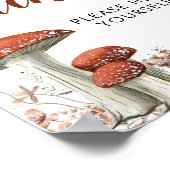 Fall Boho Mushroom Floral Baby Duschtränke Zeichen Poster (Ecke)
