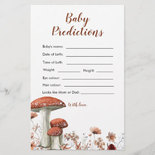 Fall Boho Mushroom Floral Baby Prediccard