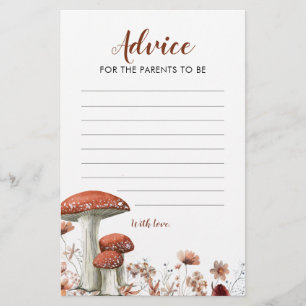Fall Boho Mushroom Floral Baby Showcard