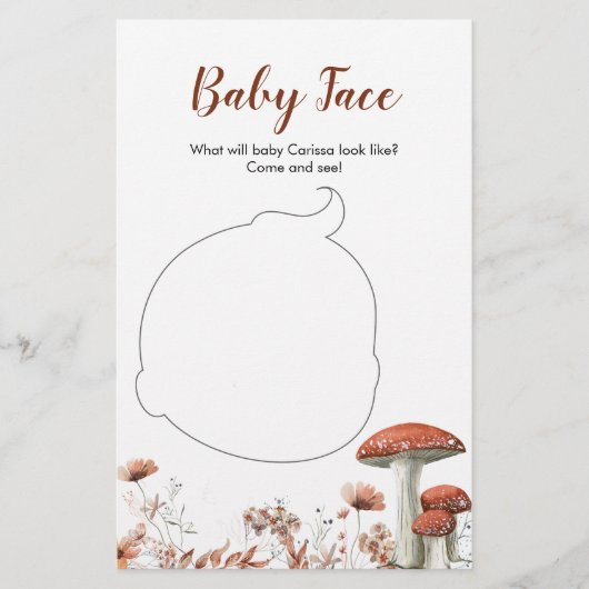 Fall Boho Mushroom Floral Baby Shower Baby Face (Vorderseite)