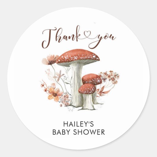 Fall Boho Mushroom Floral Danke Aufkleber (Vorderseite)