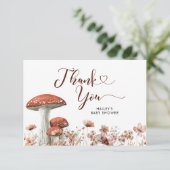Fall Boho Mushroom Floral Danke Karte (Stehend Vorderseite)