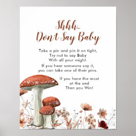 Fall Boho Mushroom Floral Sage kein Baby-Zeichen Poster