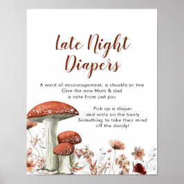 Fall Boho Mushroom Floral Späte Nacht Windeln Post Poster
