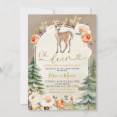 Fall Boho Oh Deer Girl Woodland Babydusche Einladung (Vorderseite)
