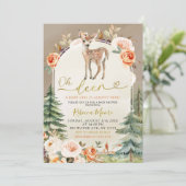 Fall Boho Oh Deer Girl Woodland Babydusche Einladung (Stehend Vorderseite)