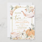 Fall Boho Orange und White Pumpkin Tee für zwei Einladung (Vorderseite)