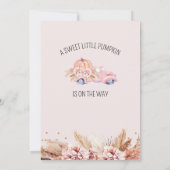 Fall Boho Pink Floral Pumpkin Truck Baby Dusche Einladung (Rückseite)