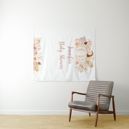 Fall Boho Pumpkin Baby Dusche Hintergrund Wandteppich (Beispiel (Horizontal))