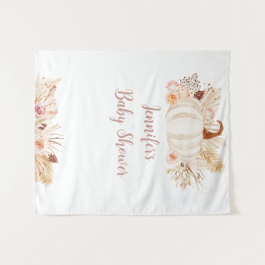 Fall Boho Pumpkin Baby Dusche Hintergrund Wandteppich (Vorderseite (Horizontal))