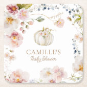 Fall Boho Pumpkin Baby Dusche Rechteckiger Pappuntersetzer (Vorderseite)