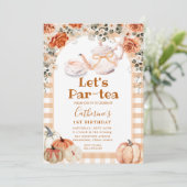 Fall Boho Pumpkin Par-tea Birthday Gingham Einladung (Stehend Vorderseite)