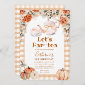 Fall Boho Pumpkin Par-tea Birthday Gingham Einladung (Vorne/Hinten)