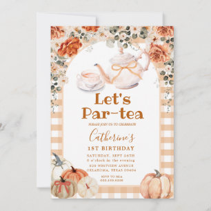 Fall Boho Pumpkin Par-tea Birthday Gingham Einladung