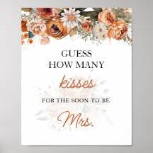 Fall Boho rät, wie viele Kisses Brautparty Game