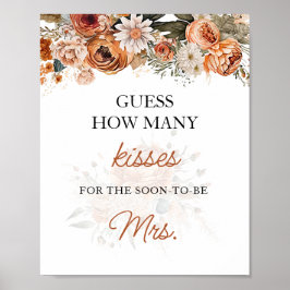 Fall Boho rät, wie viele Kisses Brautparty Game Poster