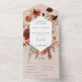 Fall Boho Rust & Peach Floral Frame Beilage Abende All In One Einladung (Innen Boden)