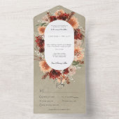 Fall Boho Rust & Peach Floral Oval Sage Dinner All In One Einladung (Innen Boden)
