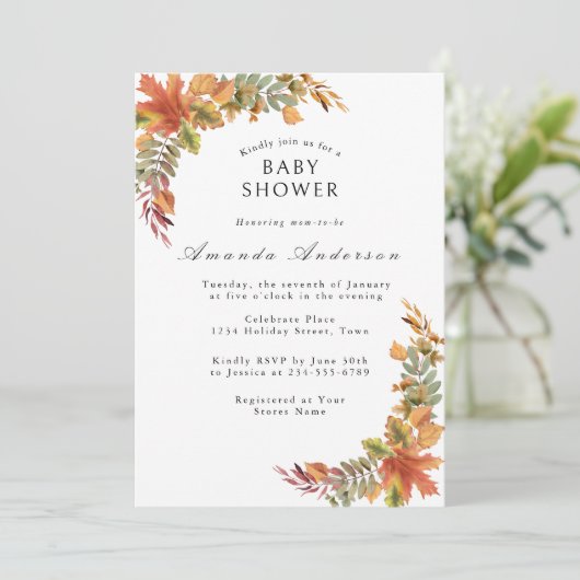Fall Boho Rustic Baby Dusche Einladung (Stehend Vorderseite)