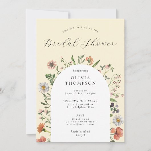 Fall Boho Spring Wildblume Arch Brautparty Einladung (Vorderseite)