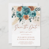 Fall Boho Terracotta Bloral Wedding Save the Date (Vorderseite)
