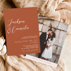 Fall Boho Terracotta Foto Wedding Einladung