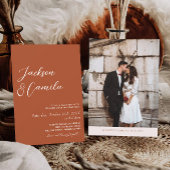 Fall Boho Terracotta Foto Wedding Einladung