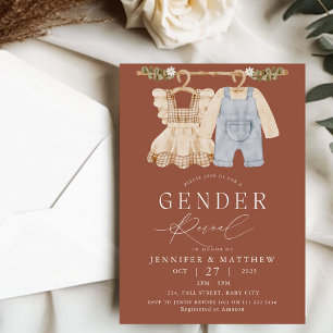 Fall Boho Terracotta Gender Reveal Einladung
