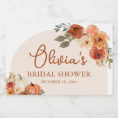 Fall Boho Terracotta Pumpkin Brautparty Mini Schaumweinetikett (Einzelnes Label)