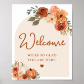 Fall Boho Terracotta Pumpkin Bridal Begrüßungszeic Poster (Vorne)