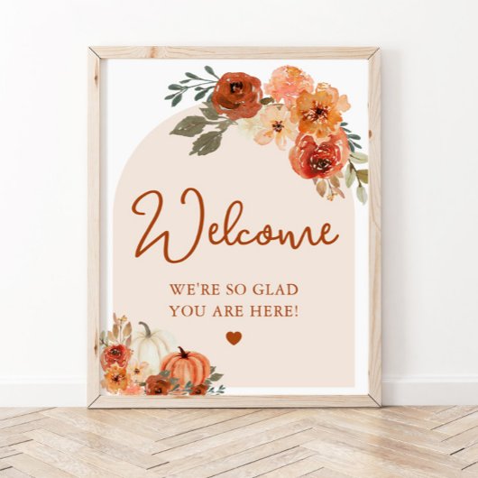 Fall Boho Terracotta Pumpkin Bridal Begrüßungszeic Poster