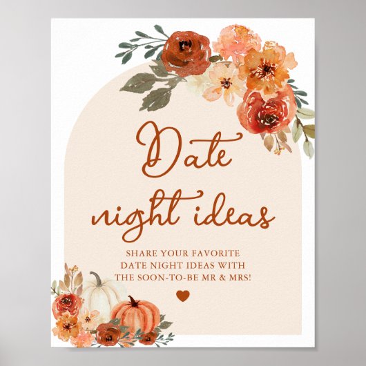 Fall Boho Terracotta Pumpkin Date Night Idea signi Poster (Vorne)