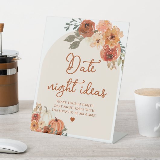 Fall Boho Terracotta Pumpkin Date Night Idea signi Sockelschild (In SItu)