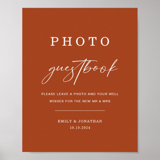 Fall Boho Terracotta Wedding Foto Gästebuch signie (Vorne)