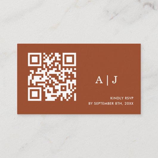 Fall Boho Terracotta Wedding Website Qr Code Begleitkarte (Rückseite)