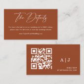 Fall Boho Terracotta Wedding Website Qr Code Begleitkarte (Vorne/Hinten)
