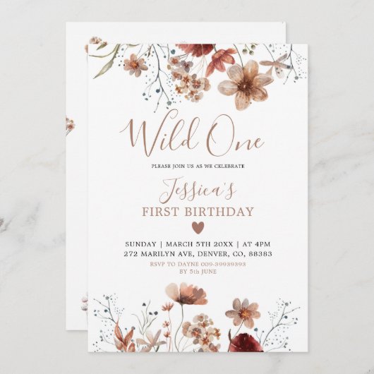 Fall Boho unser kleiner Wilder macht einen Invit Einladung (Vorne/Hinten)