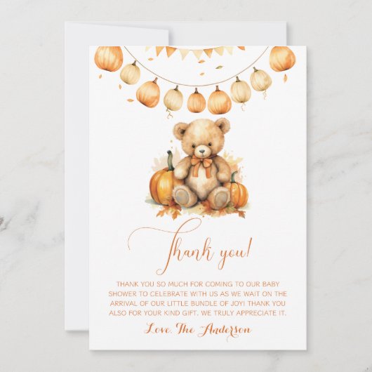 Fall boho Watercolor Bear Baby Dusche Danke (Vorderseite)