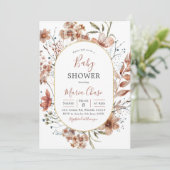 Fall Boho Widlflower Babydusche Einladung (Stehend Vorderseite)