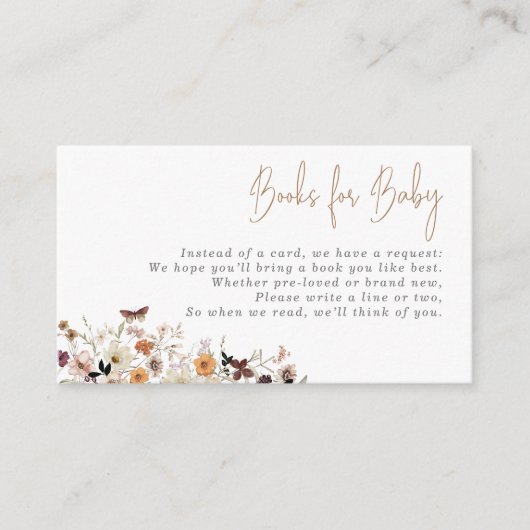 Fall Boho Wild Blume Bücher für Baby Begleitkarte (Vorderseite)