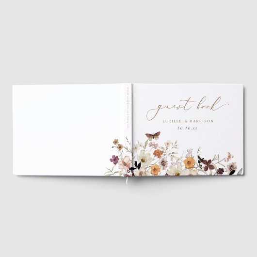 Fall Boho Wild Blume Hochzeit Gästebuch (Voll)