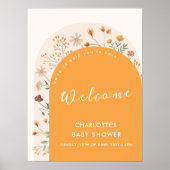 Fall Boho Wildblume Arch Baby Dusche Willkommen Poster (Vorne)