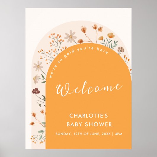 Fall Boho Wildblume Arch Baby Dusche Willkommen Poster (Vorne)