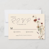 Fall Boho Wildblume Wedding RSVP Karte (Vorderseite)