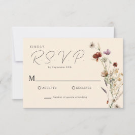 Fall Boho Wildblume Wedding RSVP Karte