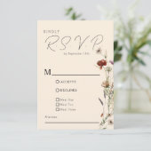 Fall Boho Wildblume Wedding RSVP Karte (Stehend Vorderseite)
