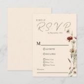 Fall Boho Wildblume Wedding RSVP Karte (Vorne/Hinten)